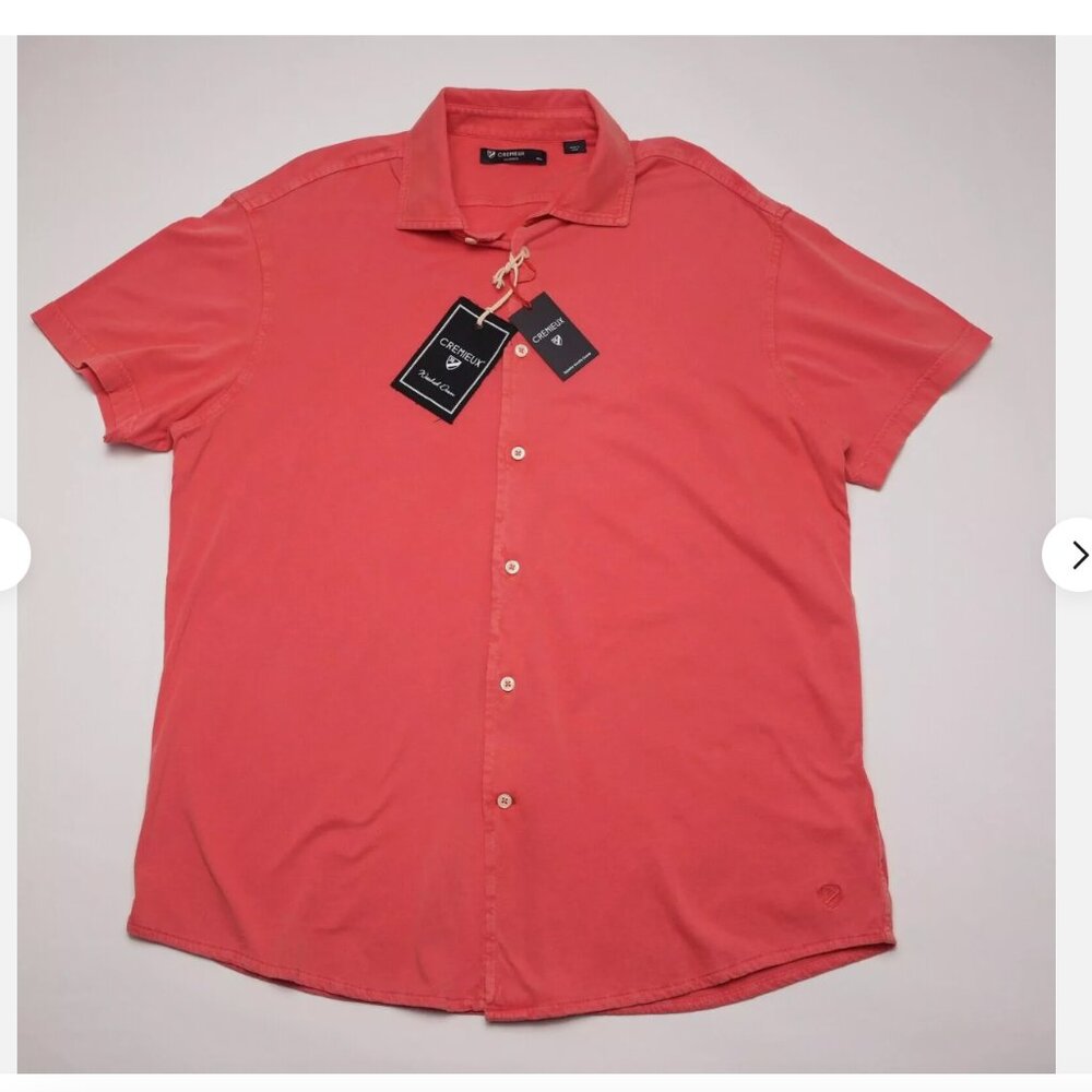 Cremieux Men's Short-Sleeve Shirt Pink Supima Cotton Soft